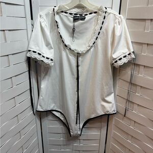 NWOT Scarlet Darkness White Bodysuit